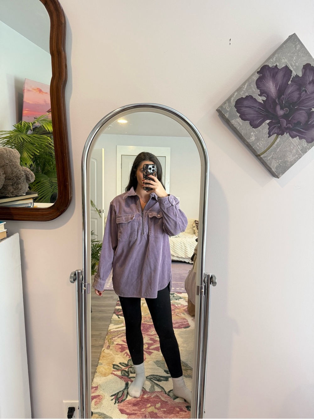 Eddie Bauer Lavender Button-Down Oversized Women's Shirt